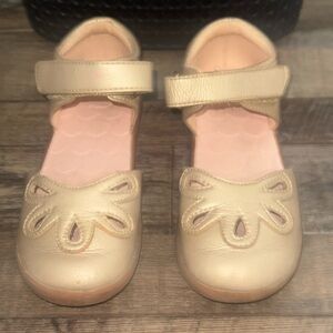 Livie & Luca Girls' Gold Mary Jane Shoes with Pink Insole